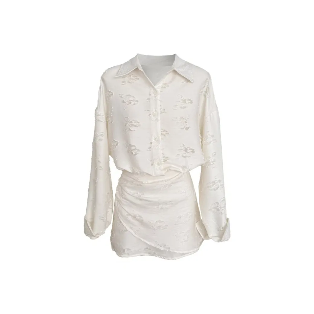 AFGGD Long Sleeved Dress Women's White
