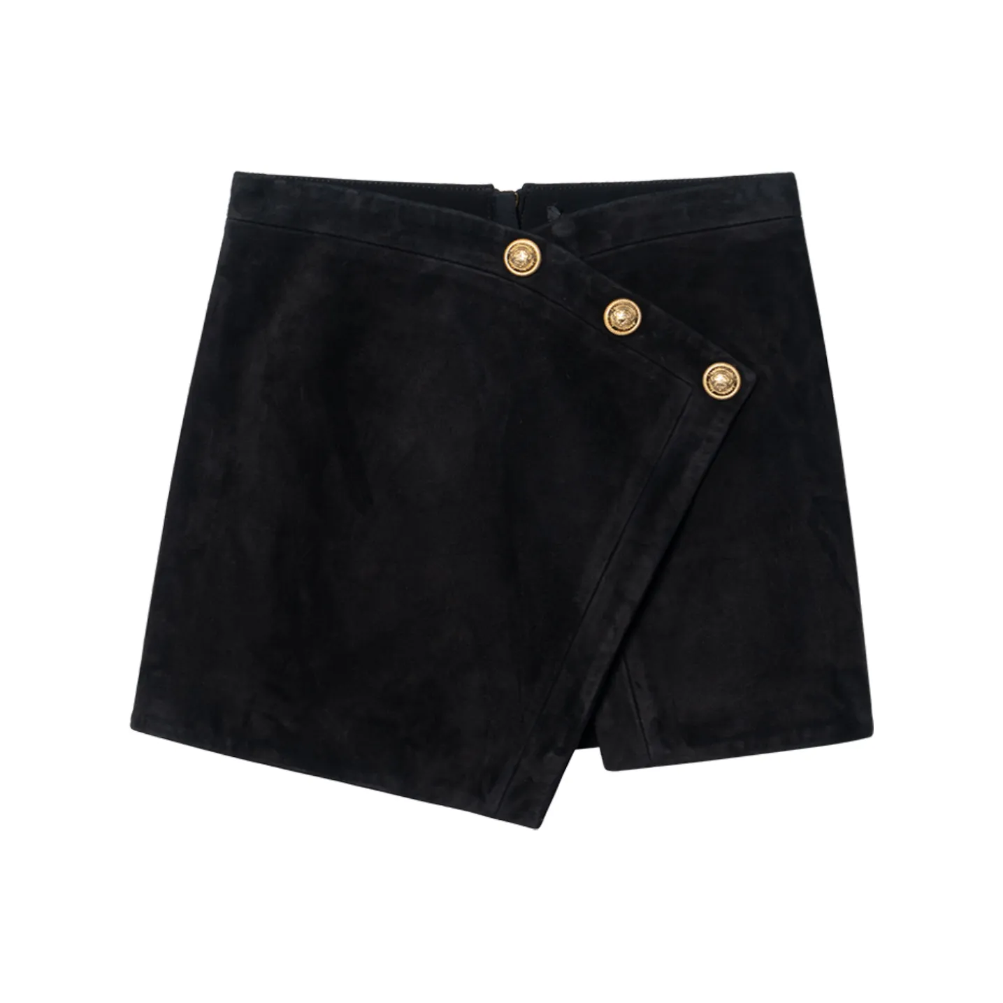 BALMAIN Leather Short Skirts Women's Black