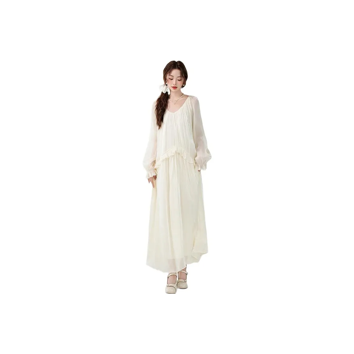 IDLE SOUL Long Sleeved Dress Women's Champagne