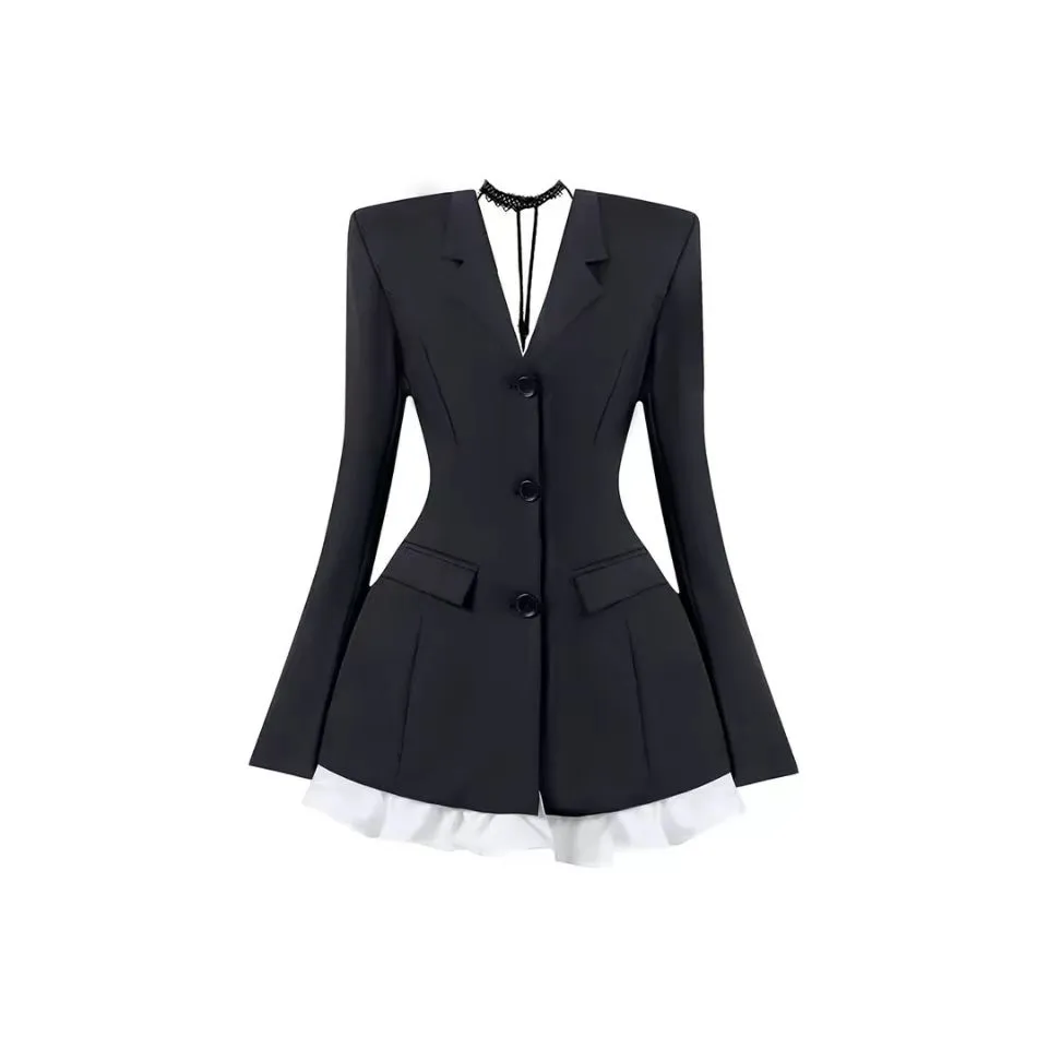 Lookinto Длинное платье с длинными рукавами женское черное