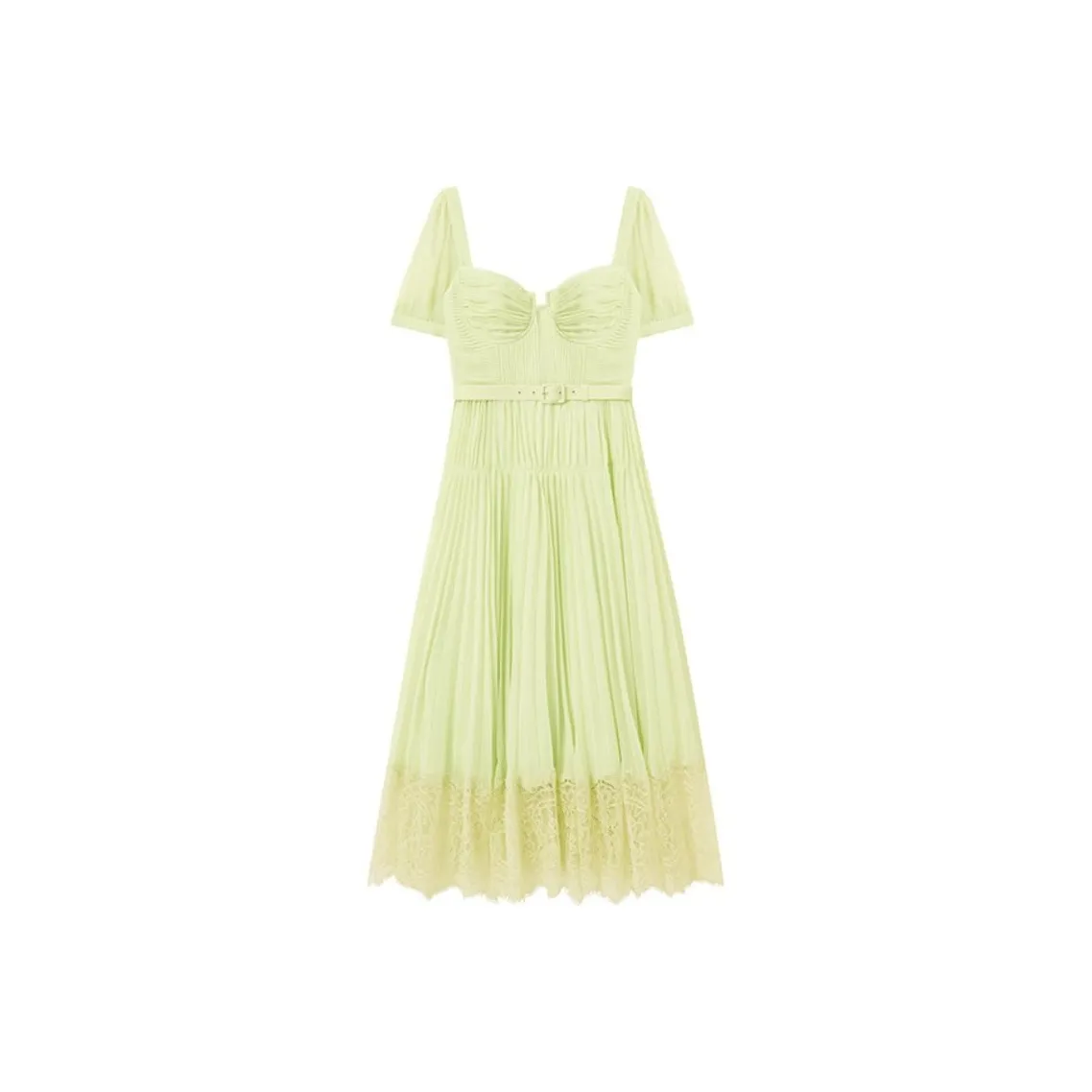 Self portrait Lace panel Pleated Midi Dress