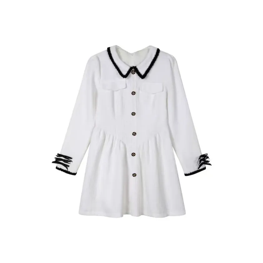 Lookinto Длинное платье с длинными рукавами женское белое