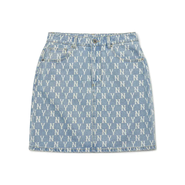 MLB Base Logo Denim Short Skirts Women's Light Blue