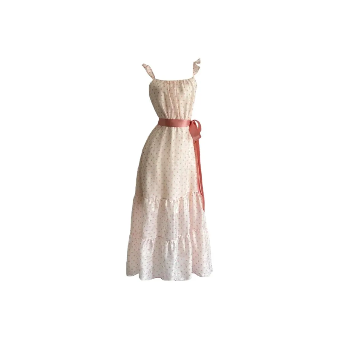 PLANE DRIFT Slip Dress Women's Pink Polka Dot Maxi Skirt