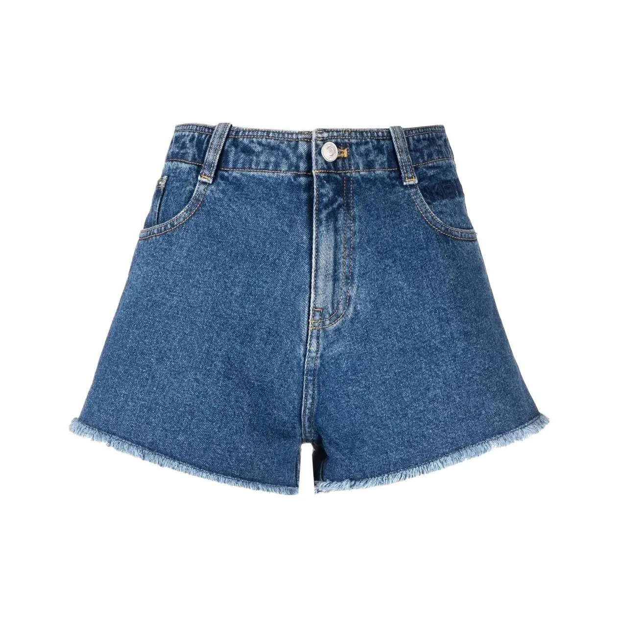 KENZO Mid Rise Fringed Edge Denim Shorts