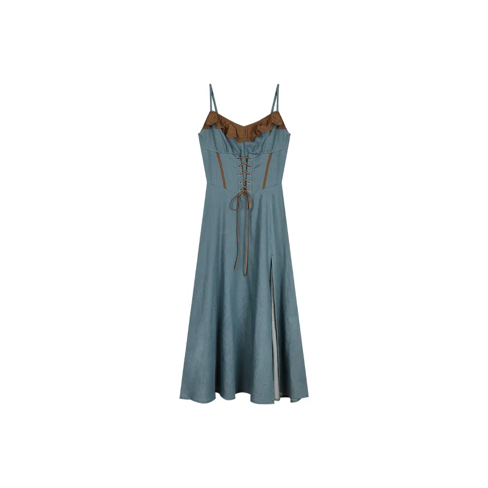 Annie, The Dark Child Slip Dress Women's Denim Blue