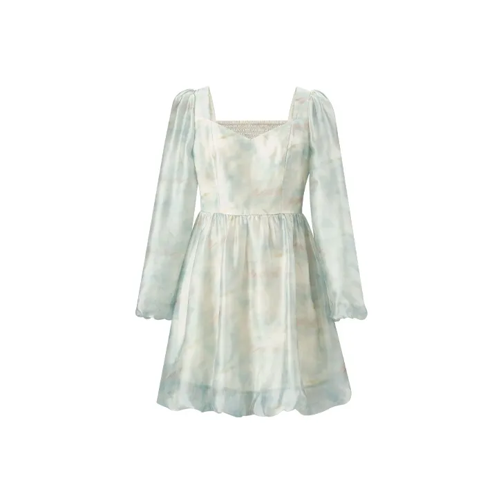 TAMMY TANGS Длинное платье с длинными рукавами женское синее