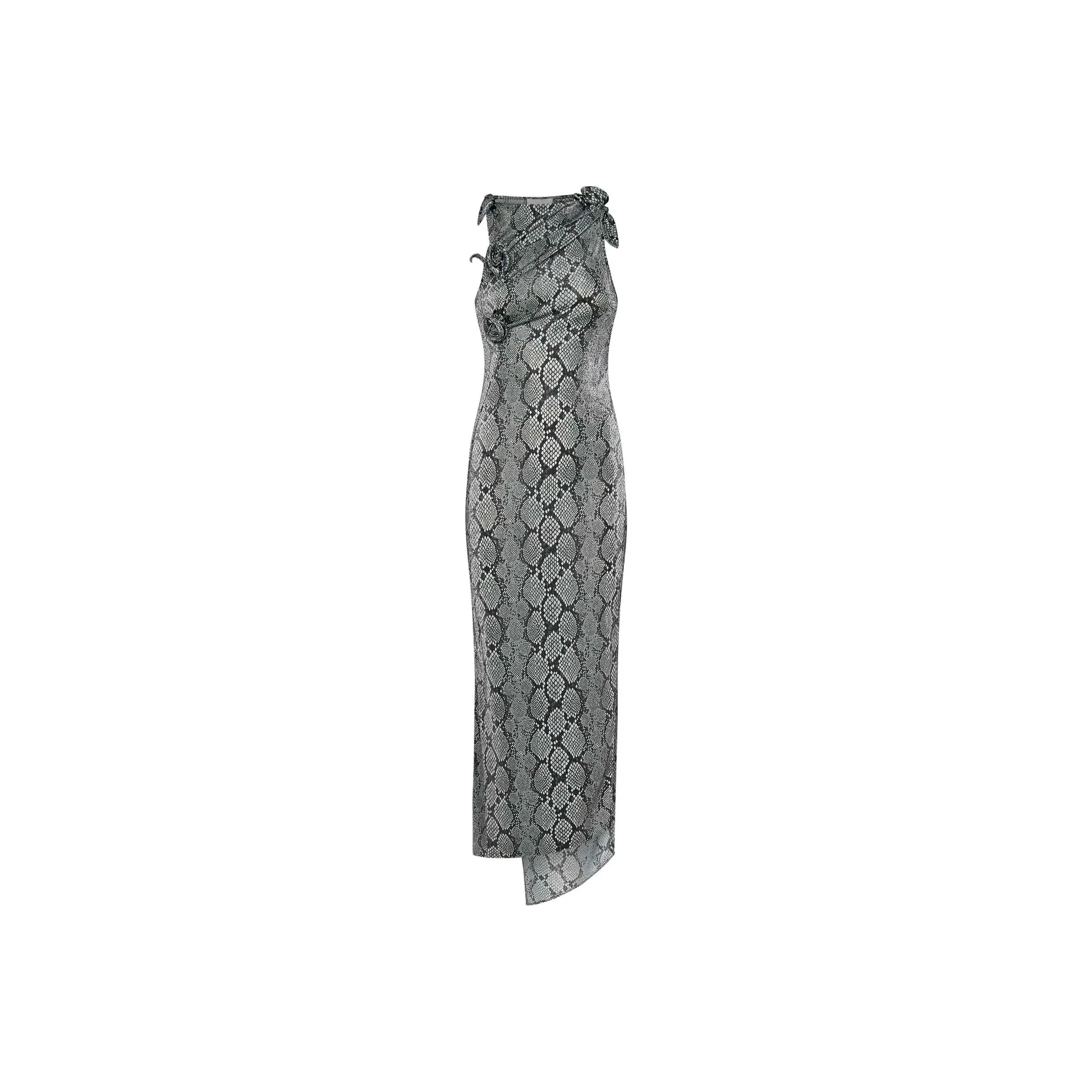 COPERNI Snake Printed Asymmetric Flower Gown
