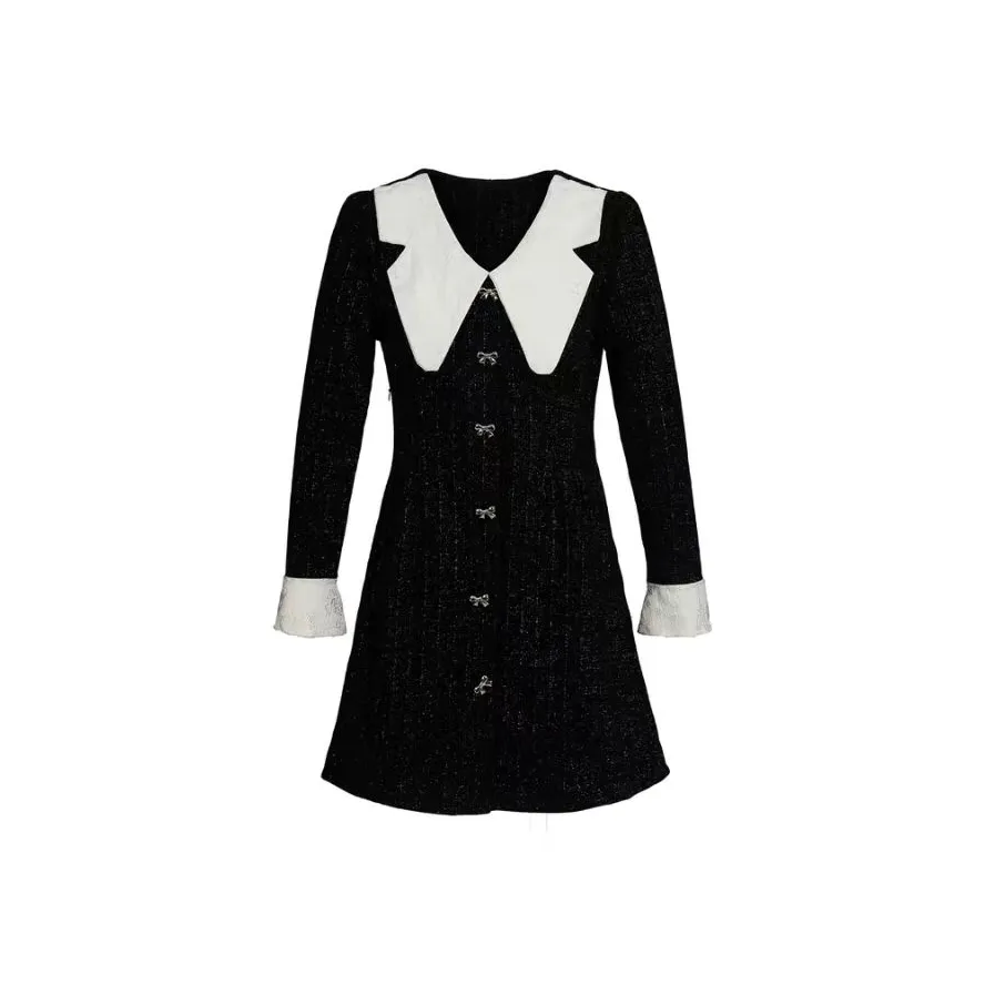 FINDSME GAGA Длинное платье с длинными рукавами женское черное