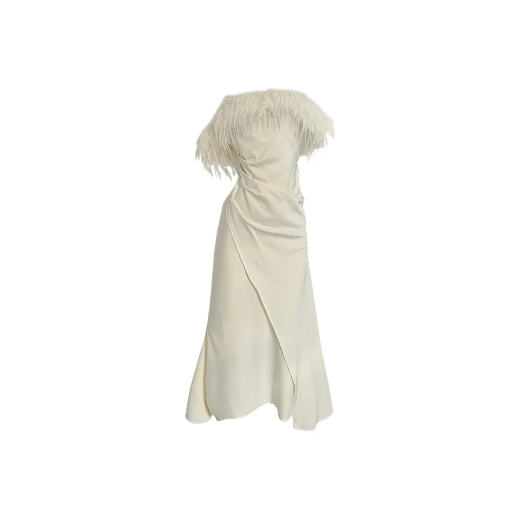 Icicofficial Без рукавов Платье Женское Экрю