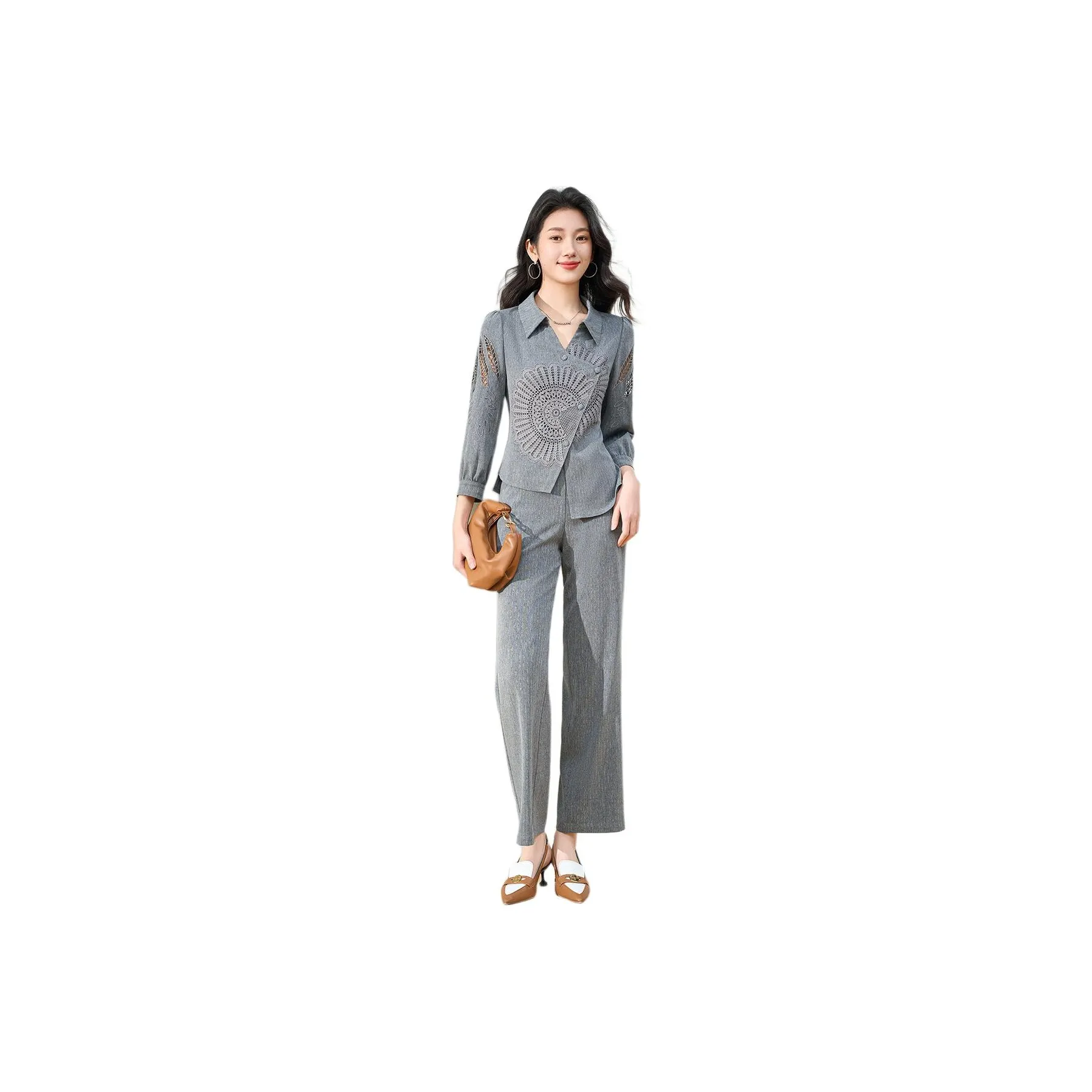 Mylan Весенний Осенний Повседневный Костюм Женский Серый Коллекция Бренд Оставайтесь в курсе Событий с Уведомлениями