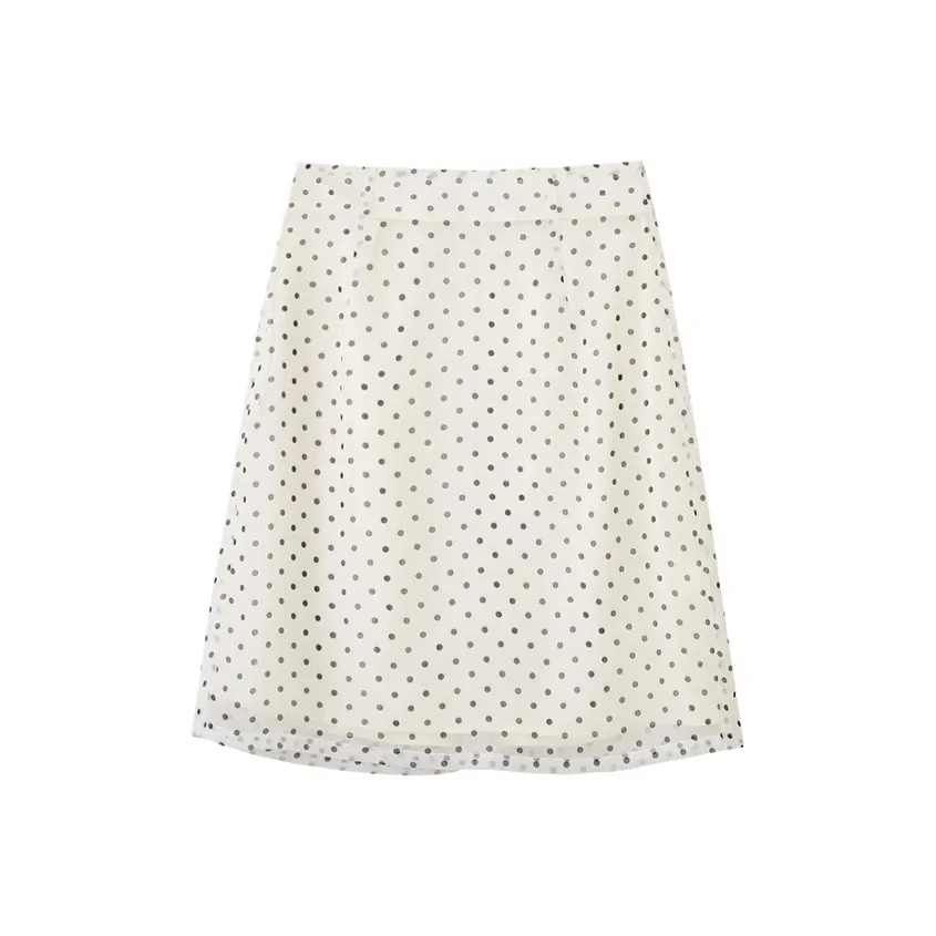 HDFULERN Casual Short Skirts Women's Black White Polka Dot