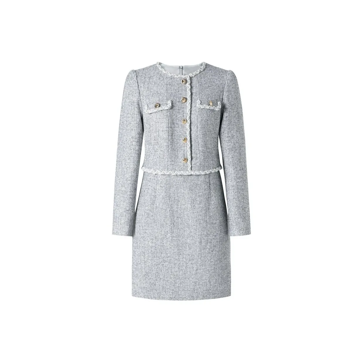 JZ. ANNAKRO Длинное платье с длинными рукавами женское светло-серое