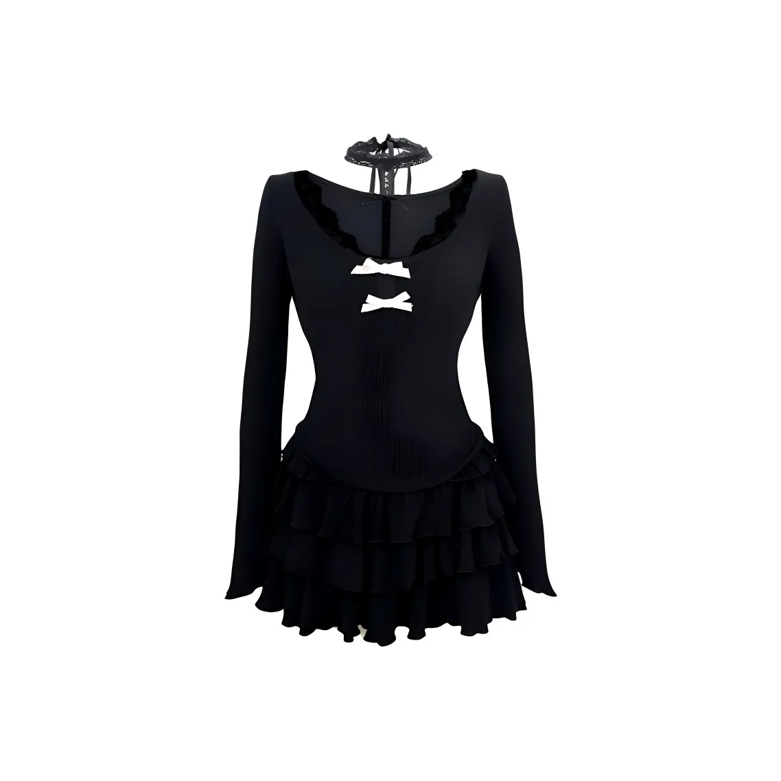 AFGGD Длинное платье с длинными рукавами женское черное