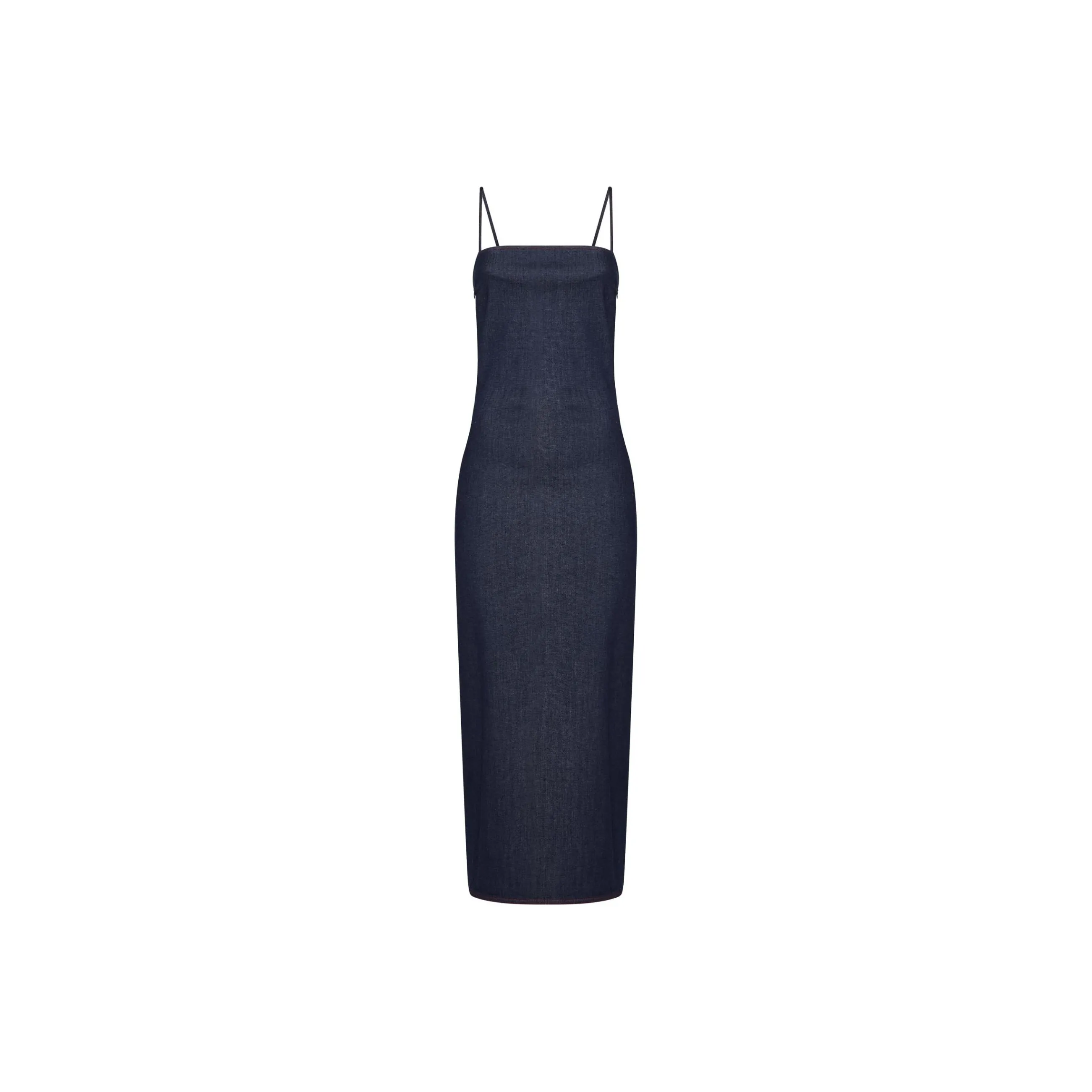 Alaia Square-neck Denim Midi Dress