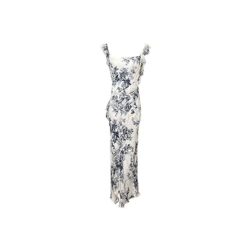 PAZZO Slip Dress Women's Ink Dyed Blue And White