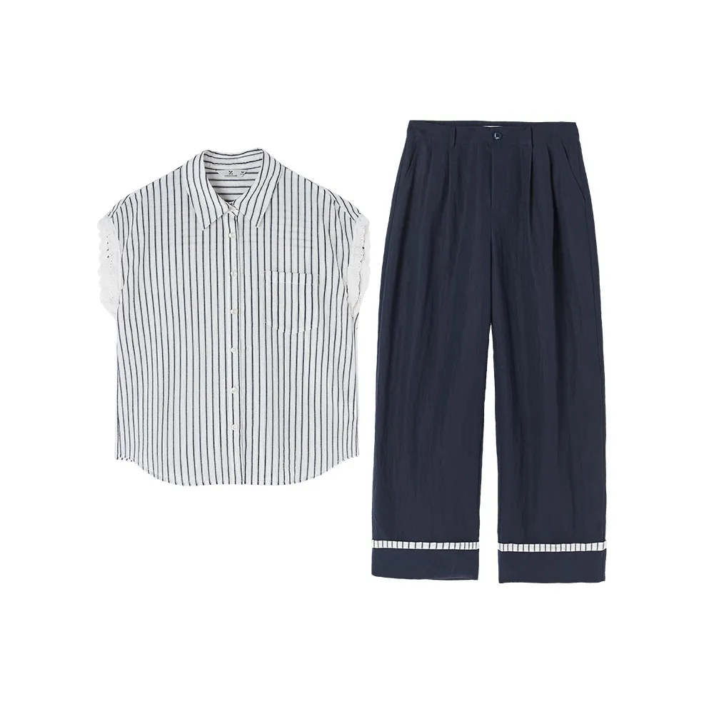 XIANGYING Casual Suit Women's Navy Blue