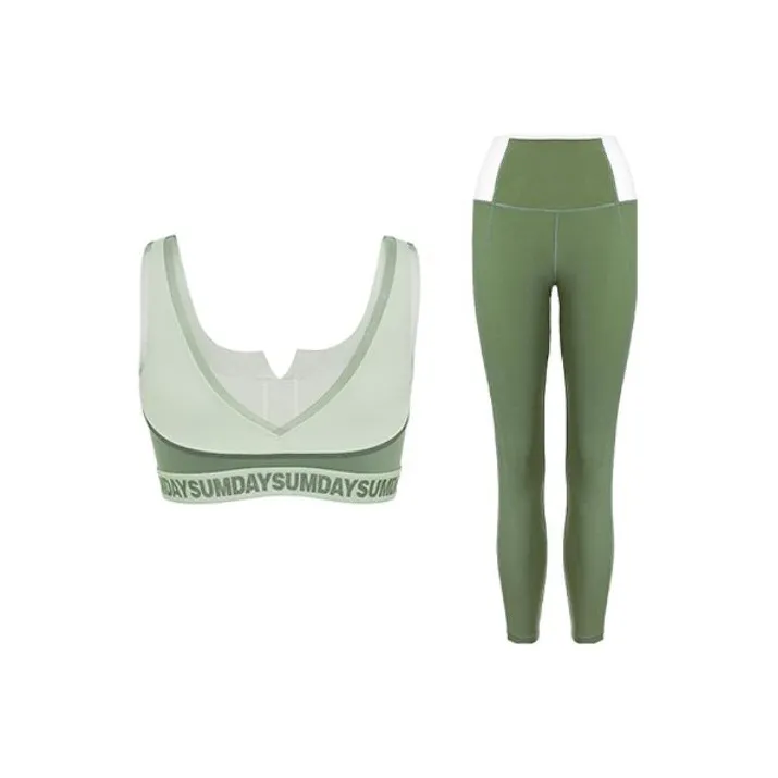 Sumday Athletics Одежда Набор Зеленый Топ + Зеленые Брюки Женские Повседневные Костюмы