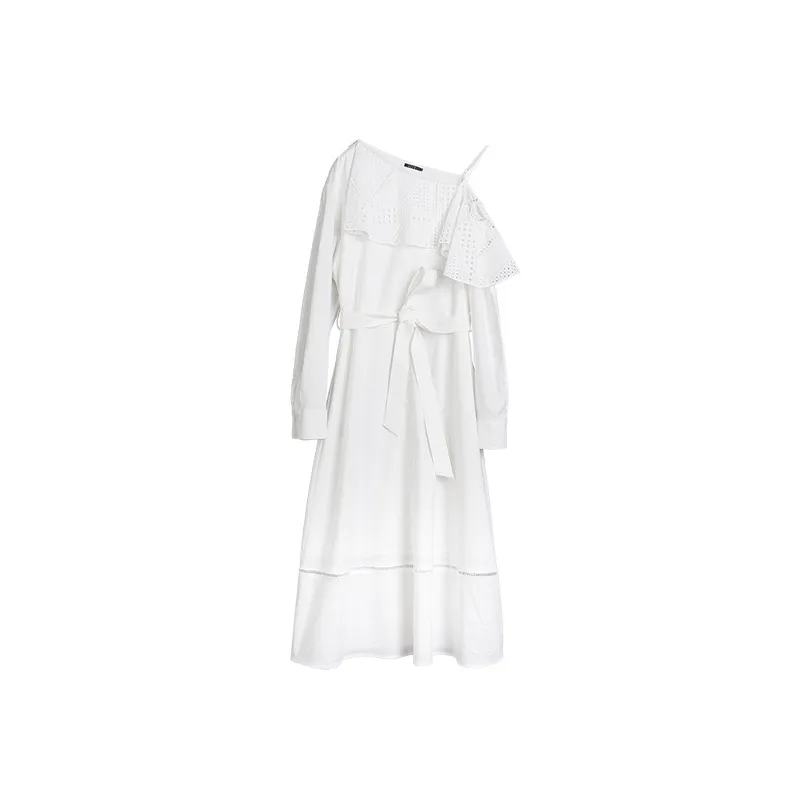 ELLE Длинный рукав Платье Летнее Женское Белое
