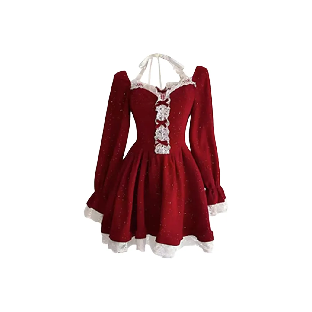 Incolore Длинное платье с длинными рукавами женское красное