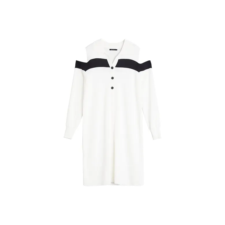 ELLE Длинное платье с длинными рукавами цвет белый