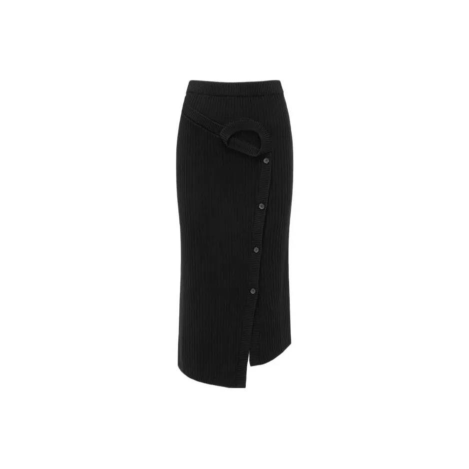 Feng Chen Wang Ribbed knit Wool Midi Skirt