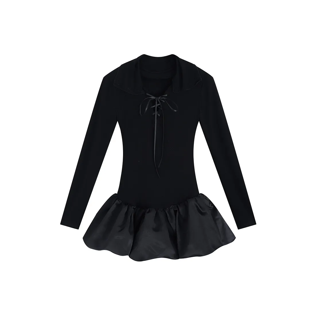 Garbege Длинное платье с длинными рукавами женское черное