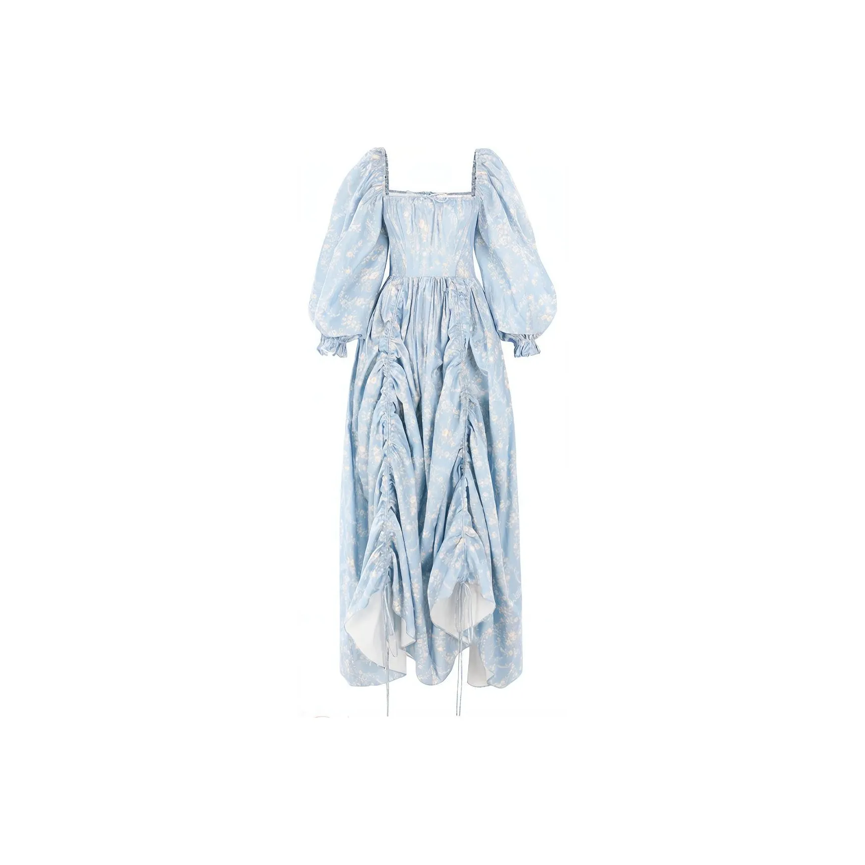 Selkie Collection Long Sleeved Dress Women's Blue With Vine Print