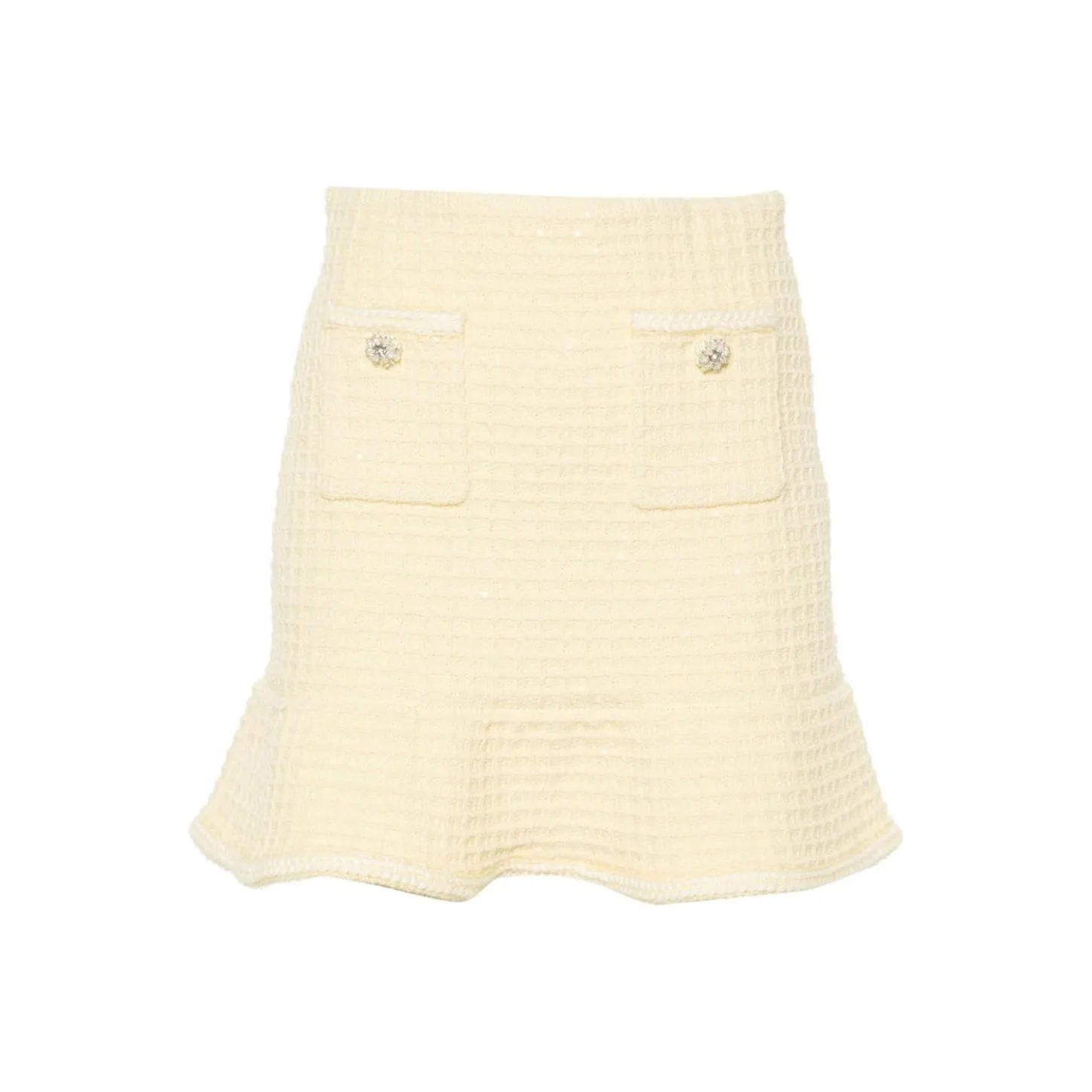 Self-portrait Embellished Flared Tweed Mini Skirt