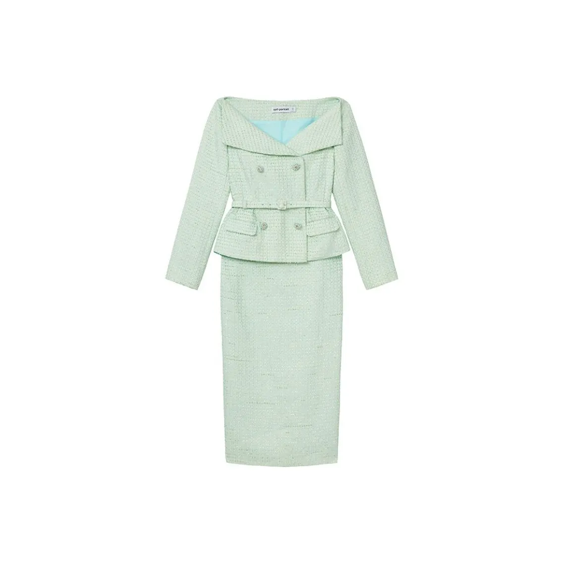 Self portrait Double breasted Tweed Midi Dress