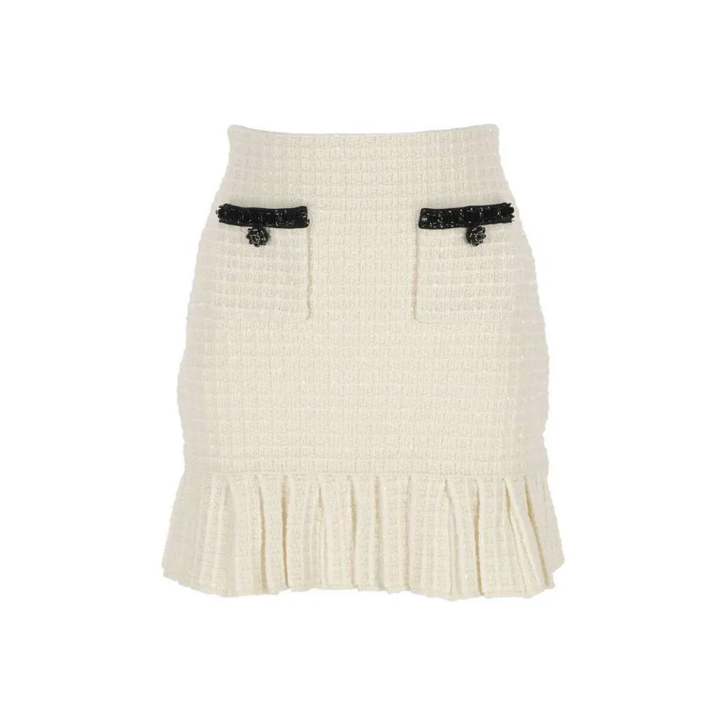 Self Портрет Повседневная Короткая Юбка Женская Кремовая