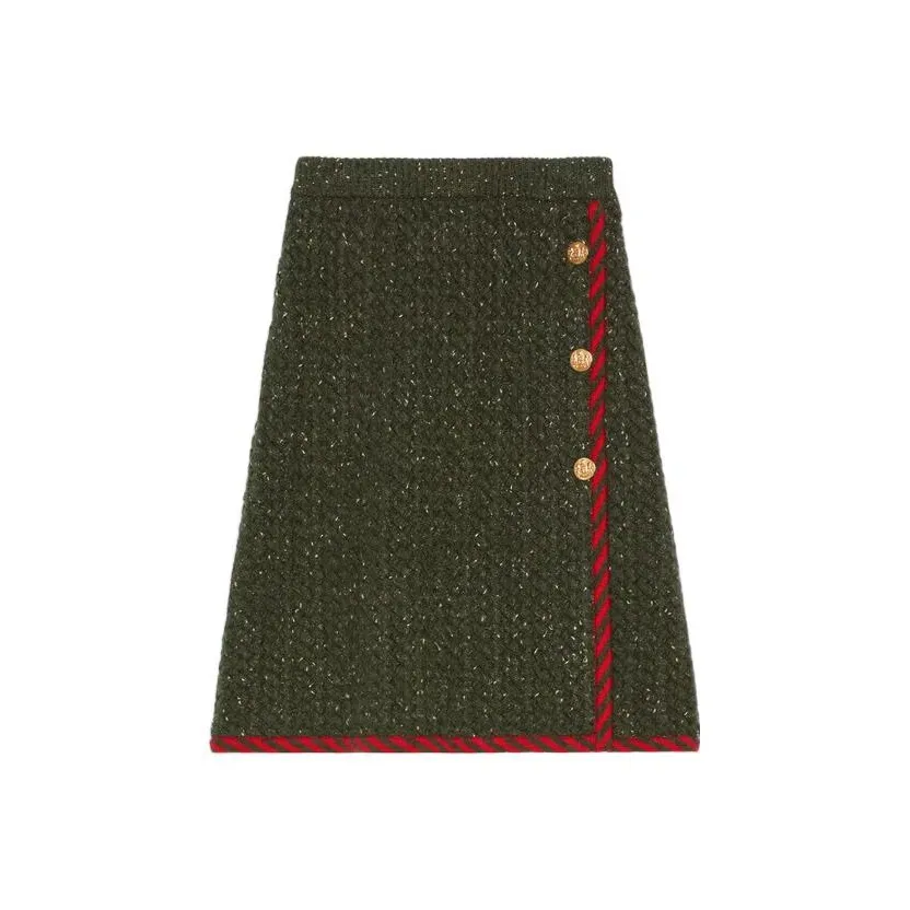 GUCCI Cable knit Wool cotton Midi Skirt