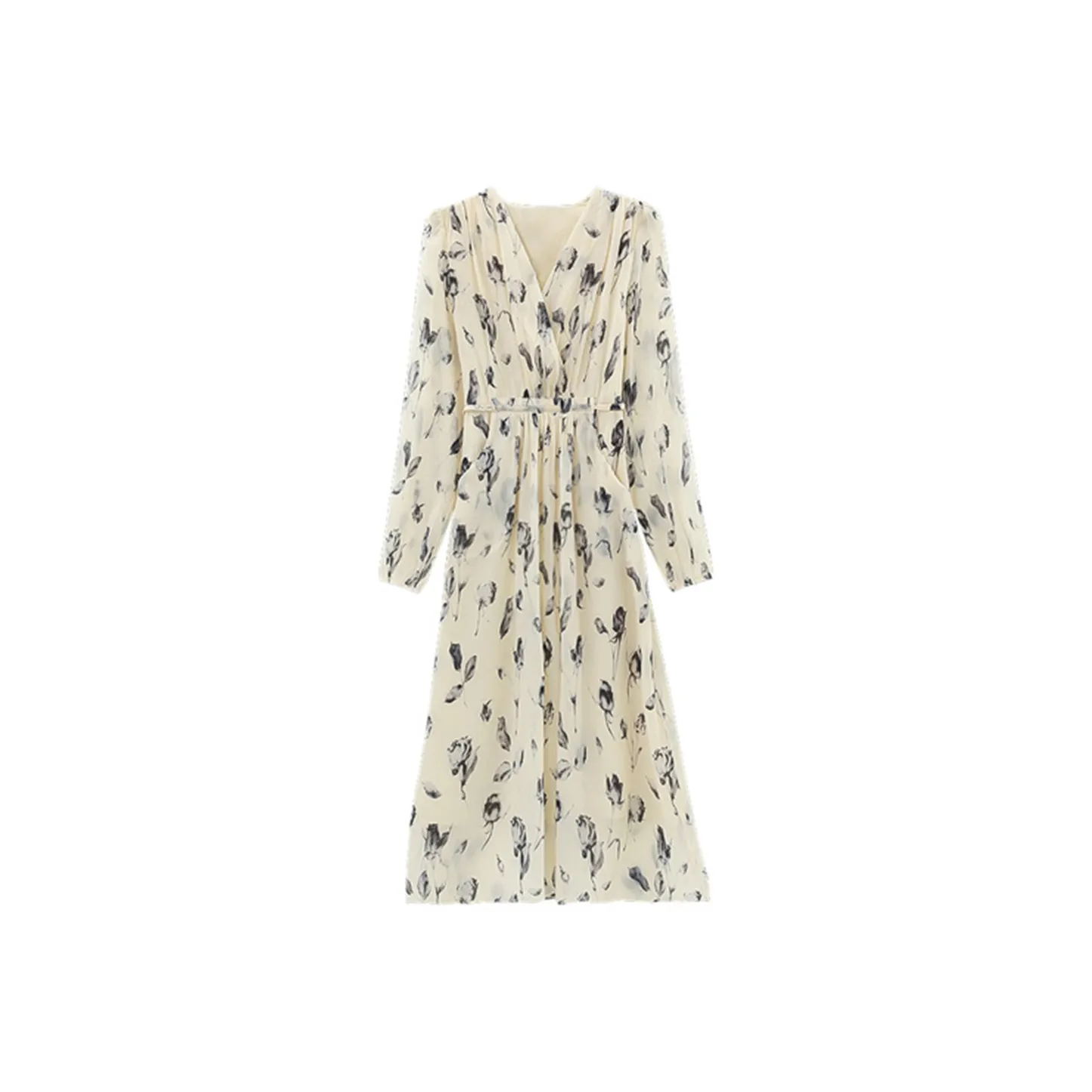 LEMON FAIRY Длинное платье с длинными рукавами женское абрикосового цвета цветочный