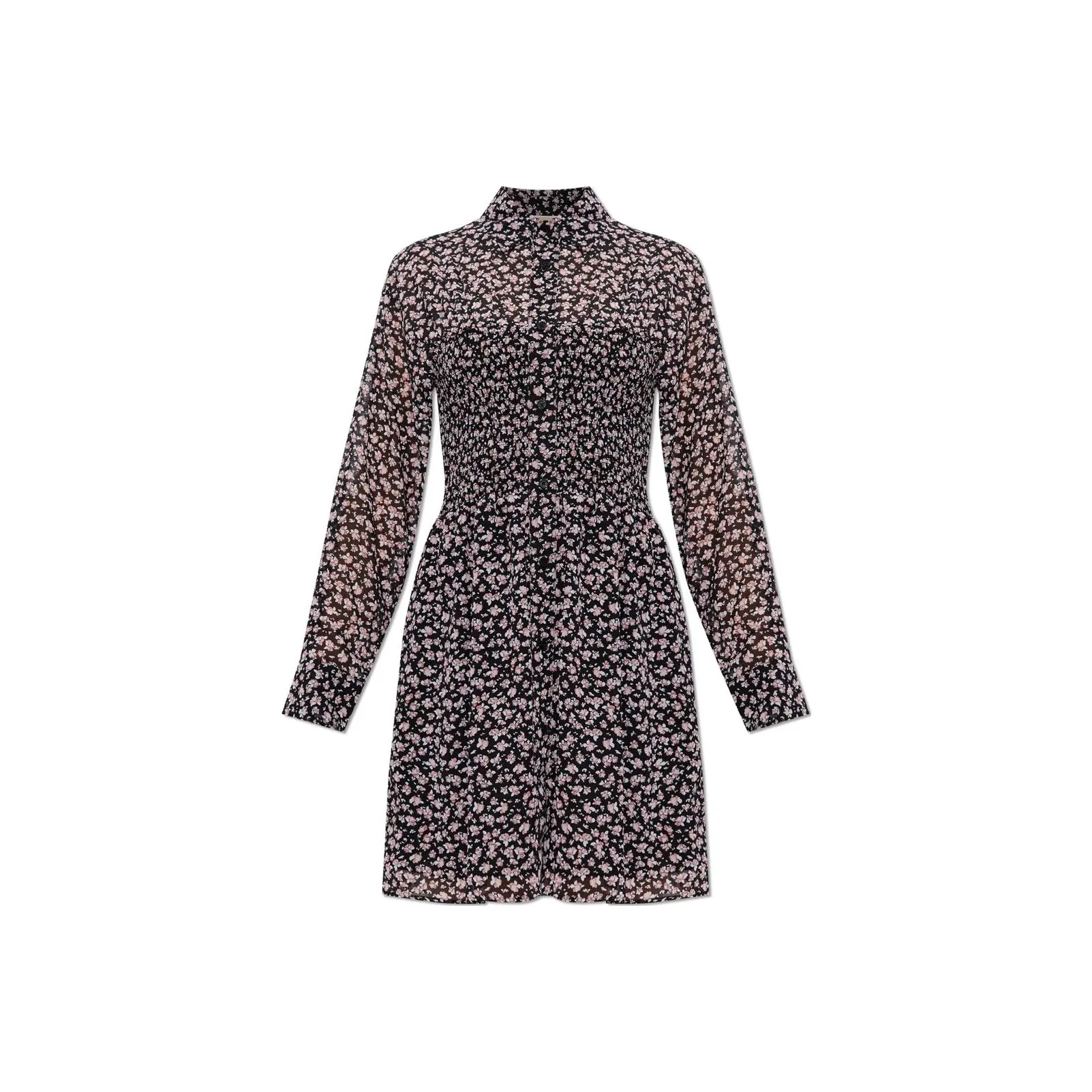 MICHAEL MICHAEL KORS Floral Print Georgette Smocked Shirtdress