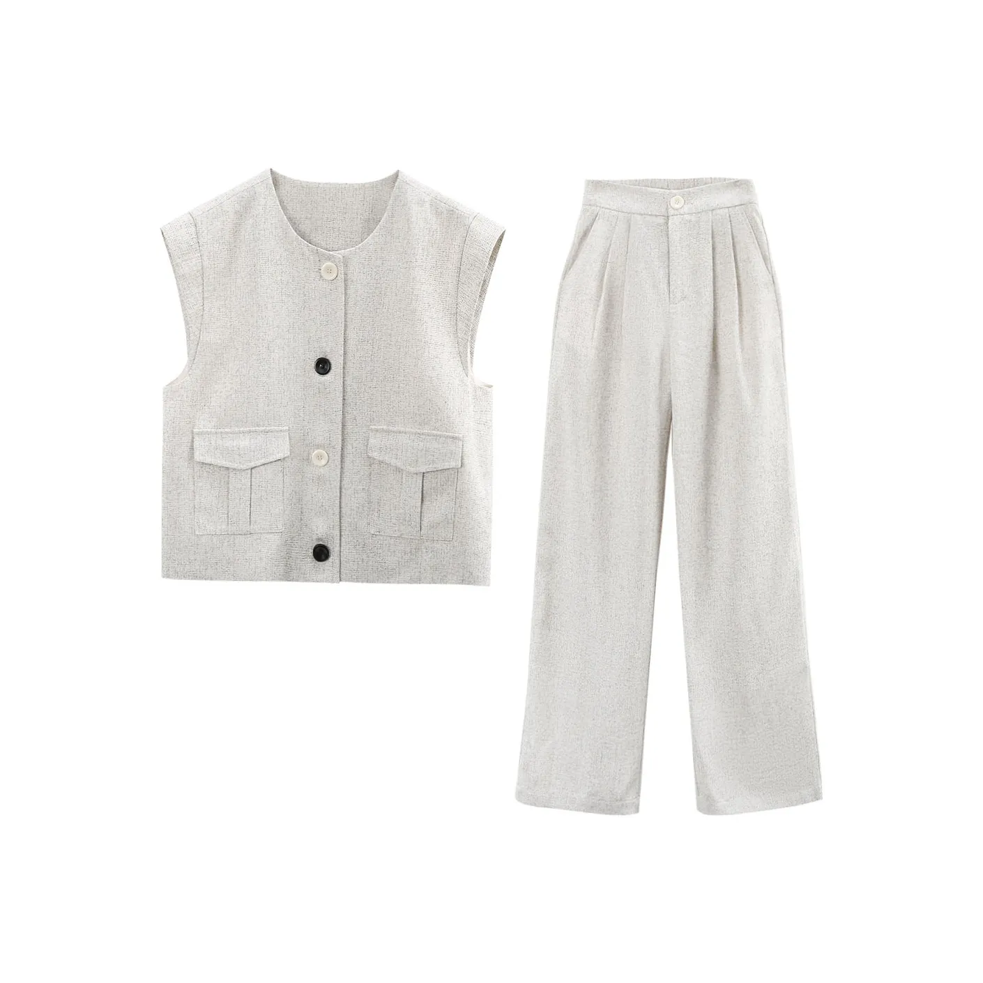A Paradise For Awakening Casual Suit Women's Beige Apricot