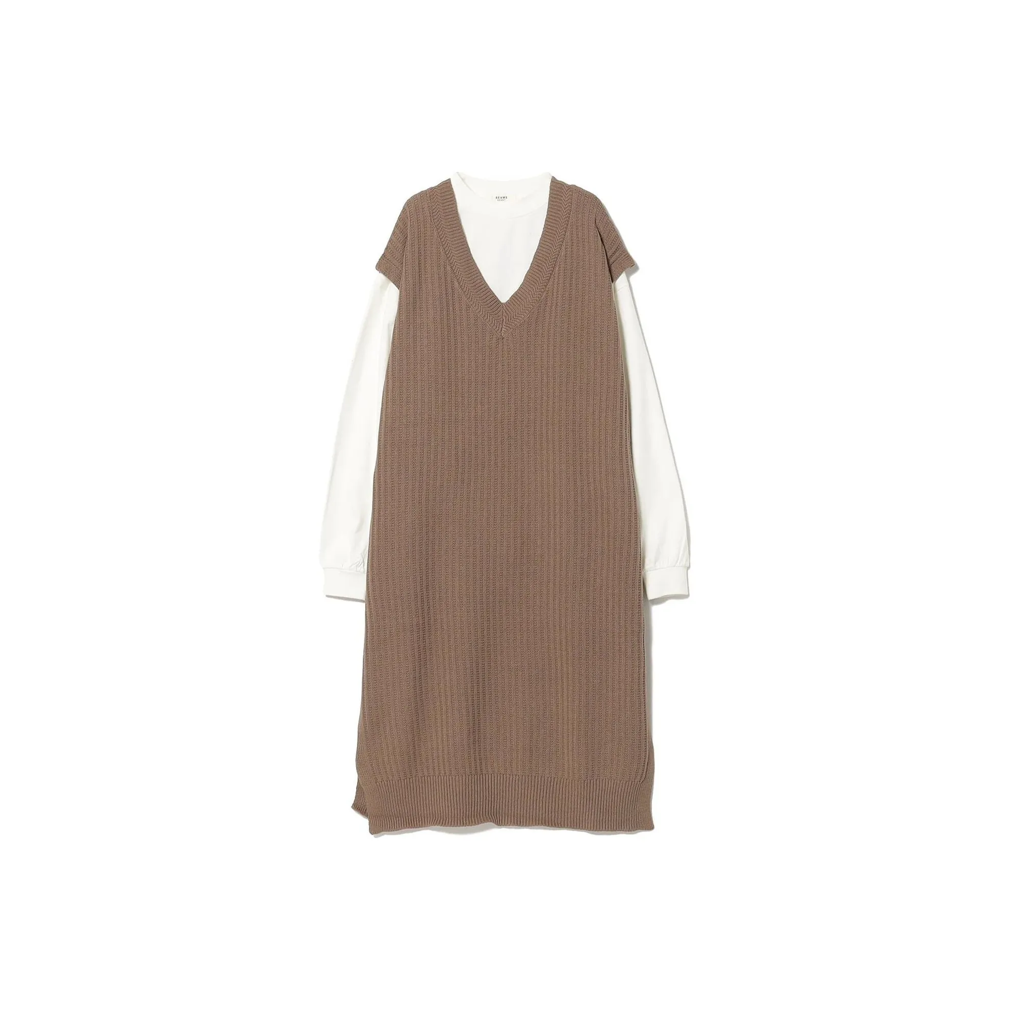 Beams Casual Suits Women's Clothing Set Mocha Vest+White T Shirt