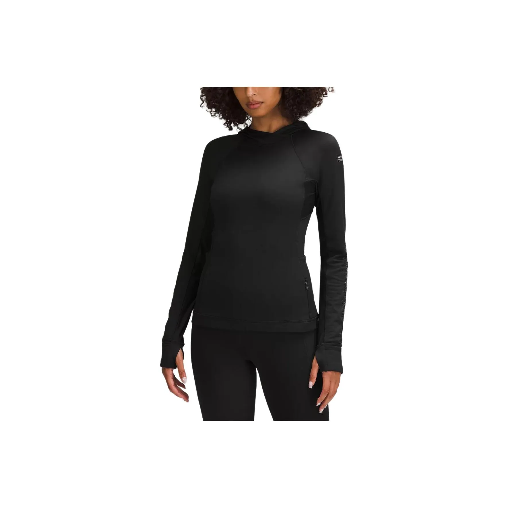 Lululemon Fleece Reflective Running Hoodie Workout Clothing Women's Black