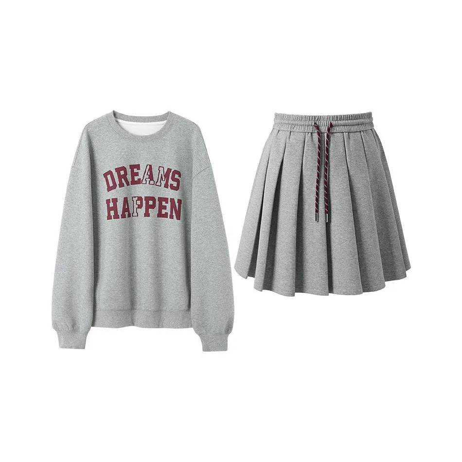 3COLOUR Каменный серый Топ + Юбка Женские Повседневные Костюмы