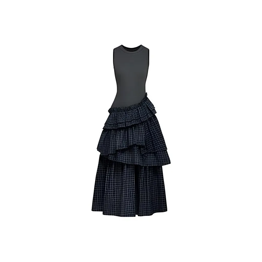 ONE PASS STUDIO Без рукавов Платье Женское Британский Синий Зеленый