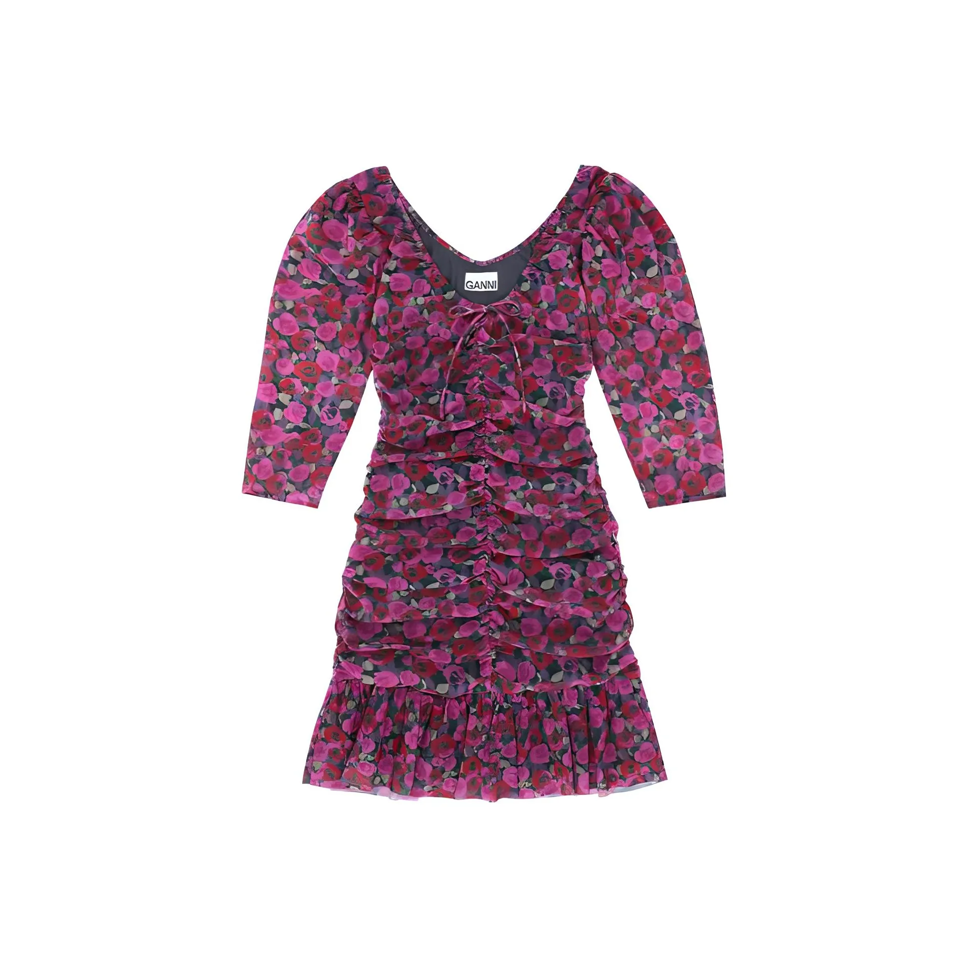 GANNI Long Sleeved Dresses Women's Red
