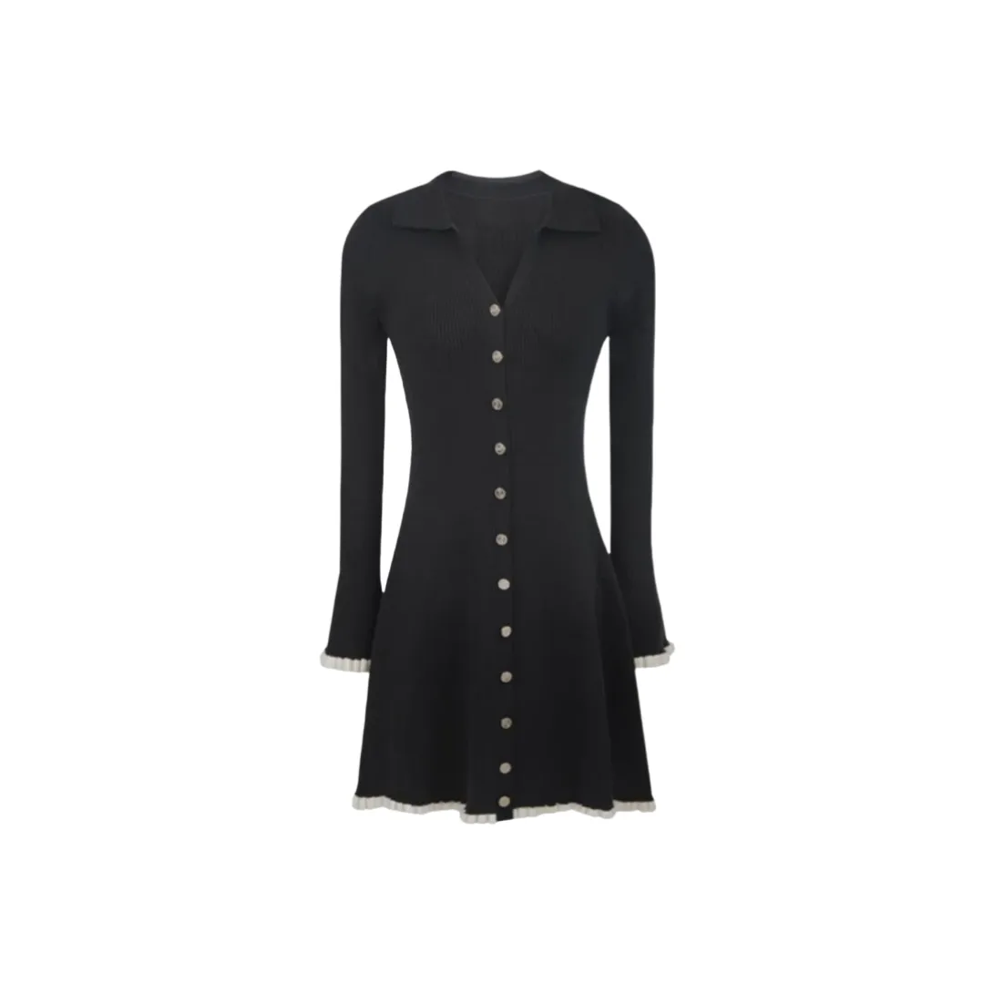 Dear Zhazha Длинное платье с длинными рукавами женское черное