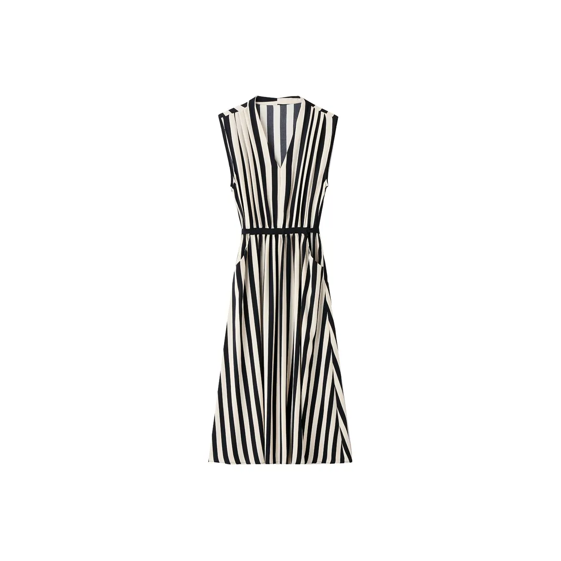 PIERRE CARDIN Sleeveless Dress Women's Black White Stripes