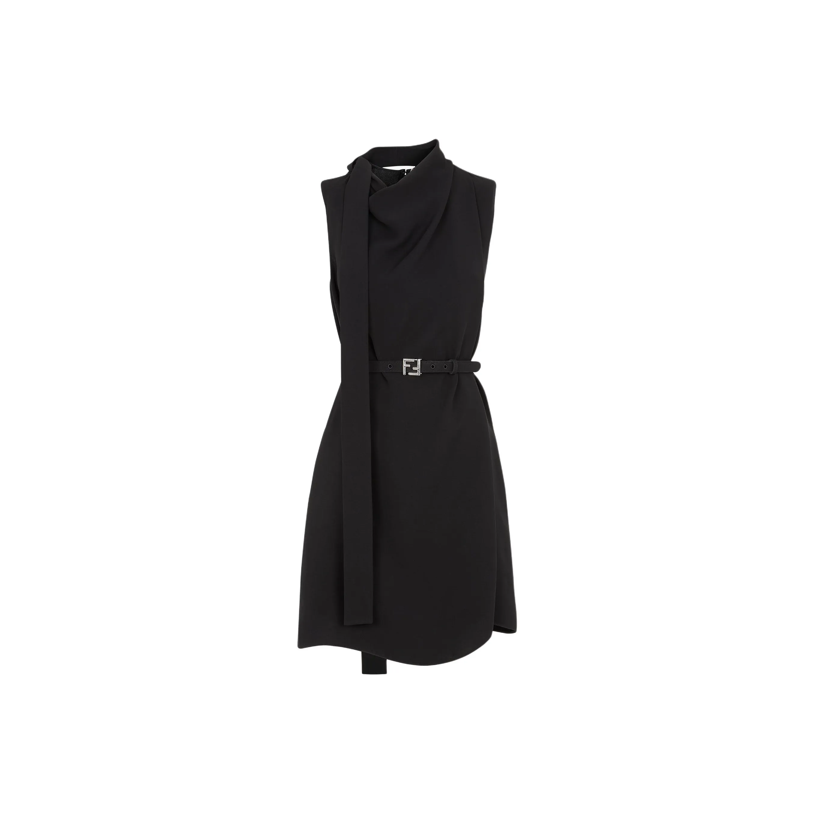 FENDI Only One Size Belted Waist Sleeveless Cady Dress