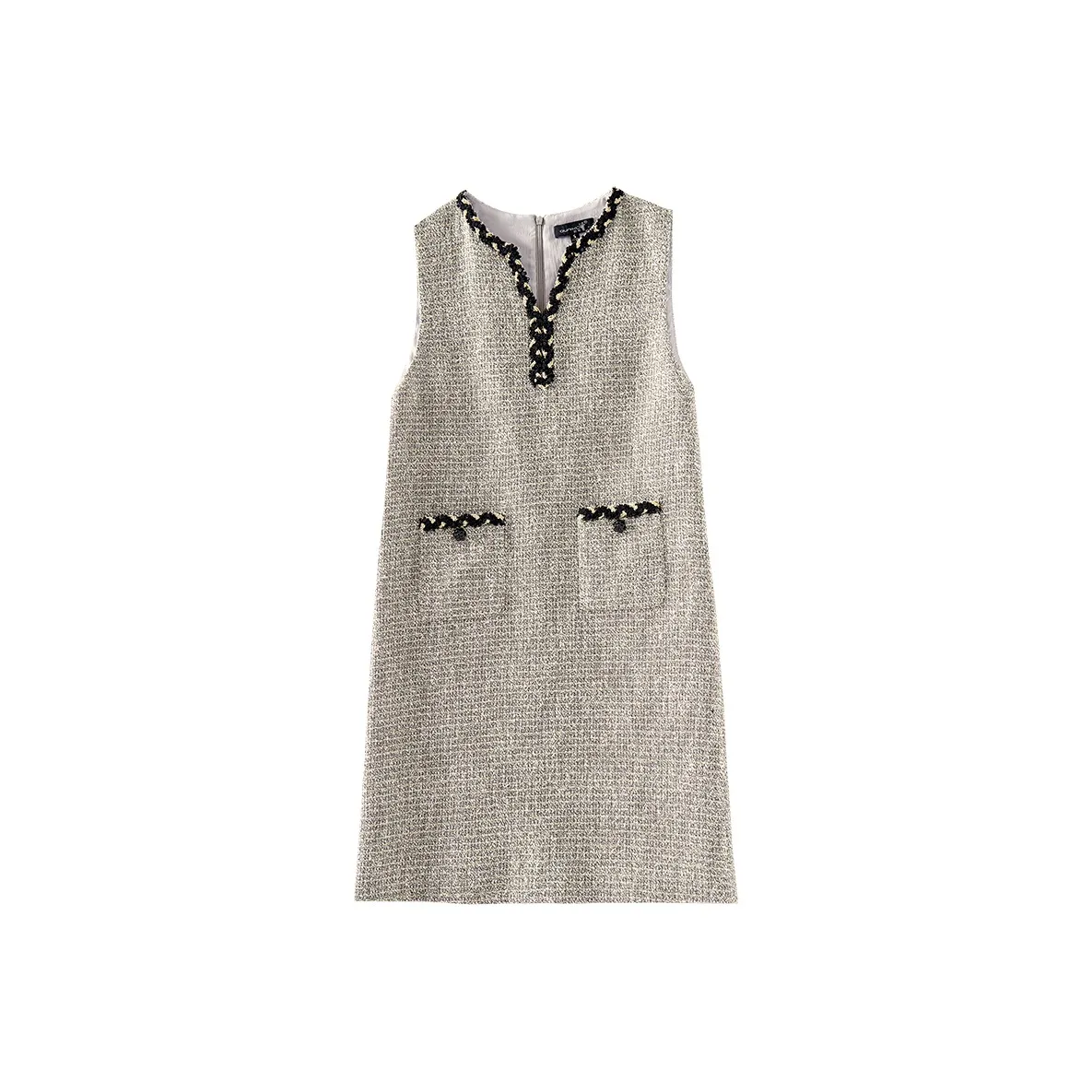 OUNIXUE Без рукавов Платье Женское Серебристый Серый