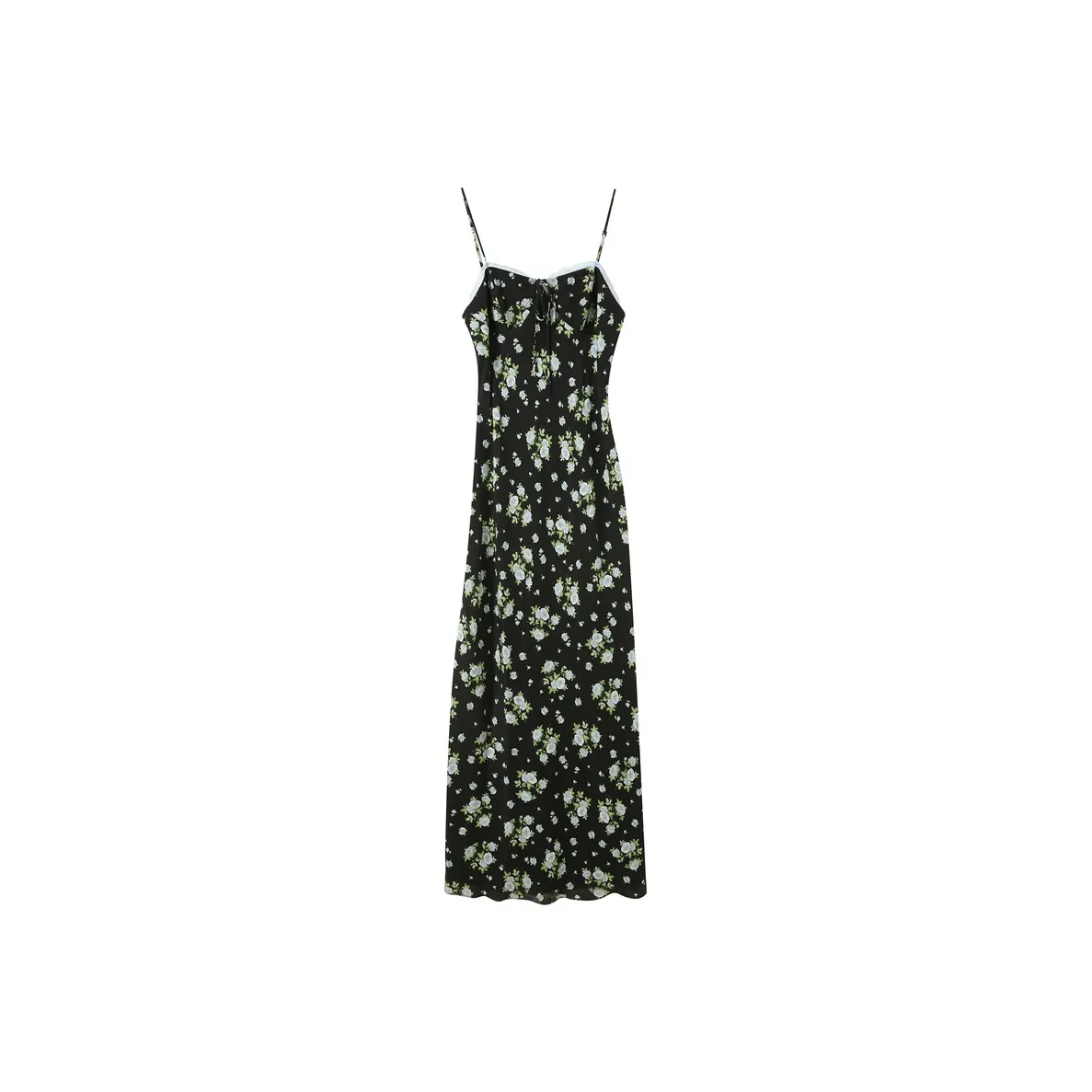 3COLOUR Sleeveless Dress Women's Pitch Black With Floral Pattern