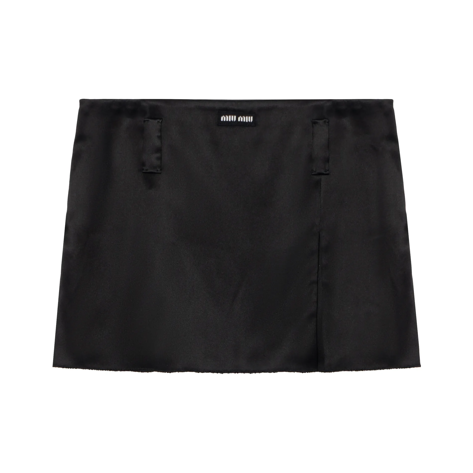 MIU MIU Satin Miniskirt Casual Short Skirts Women's Black