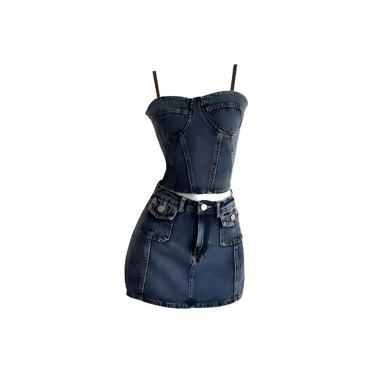 KKX Повседневный костюм женский винтажный синий