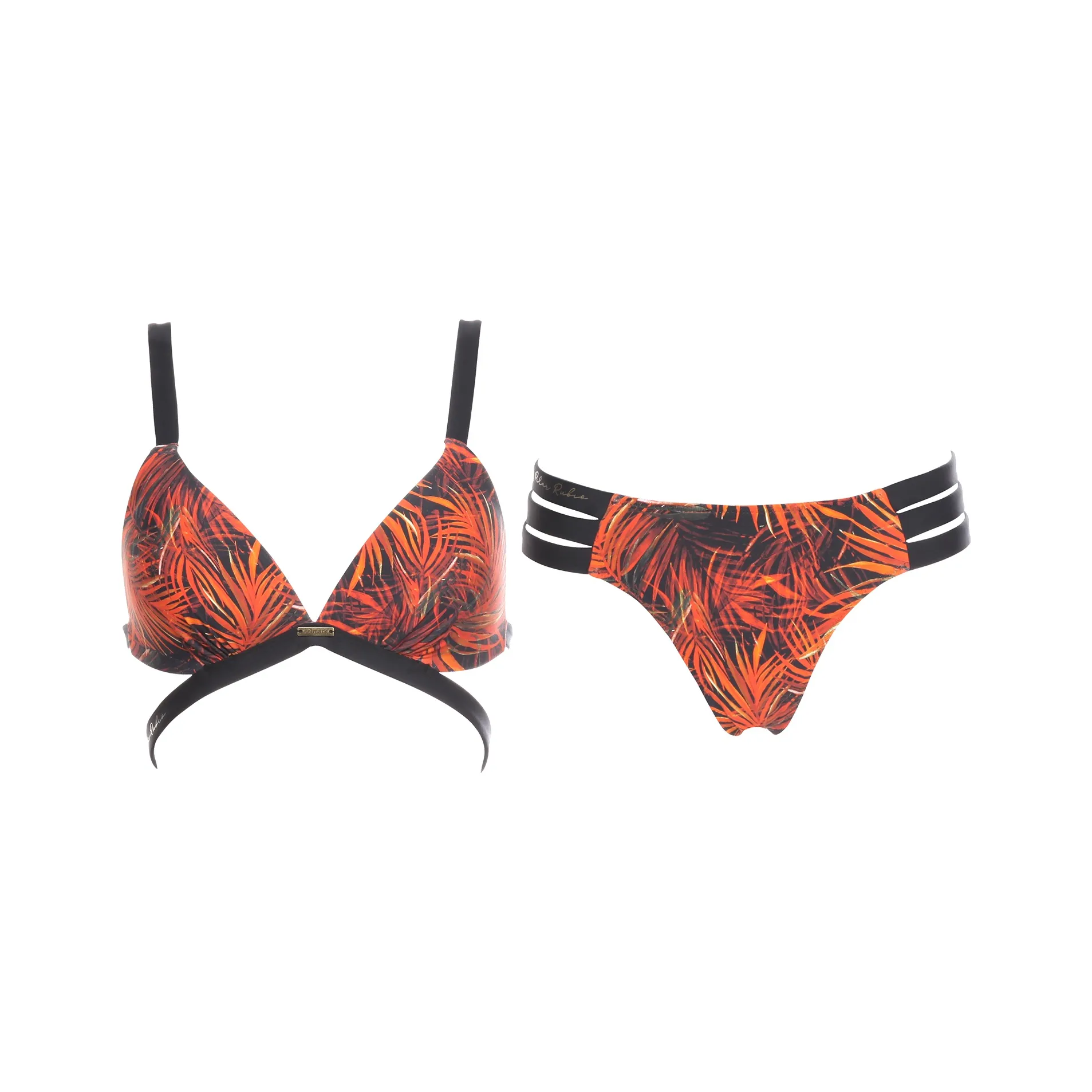 Selmark Women's Spanish Celebrity Collaborative Design Tropical Print Two Piece Bikini Red