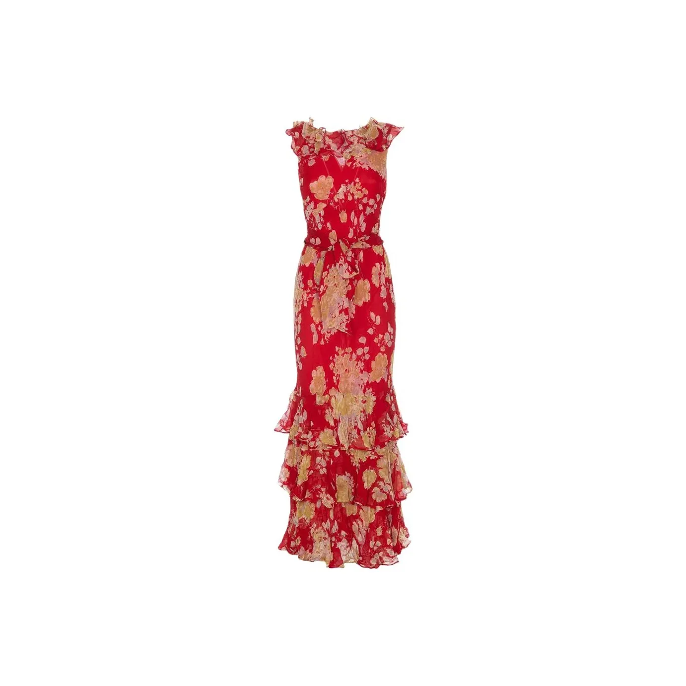 Rixo Floral Ruffled Midi Dress