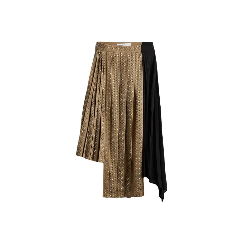 Rokh H&M Wool Blend Studded Skirt Dark Beige/Black